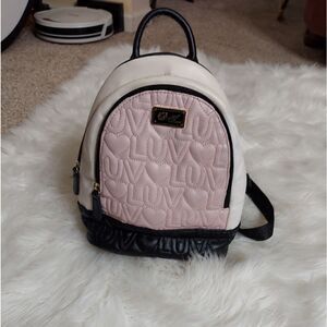 Betsey Johnson quilted mini backpack pink black Lu Two‎